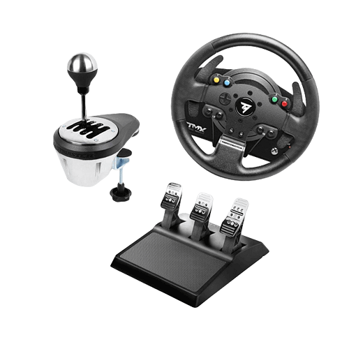 הגה מרוצים לסימולטור עם דוושות ומוט הילוכים טרסטמאסטר Thrustmaster TMX